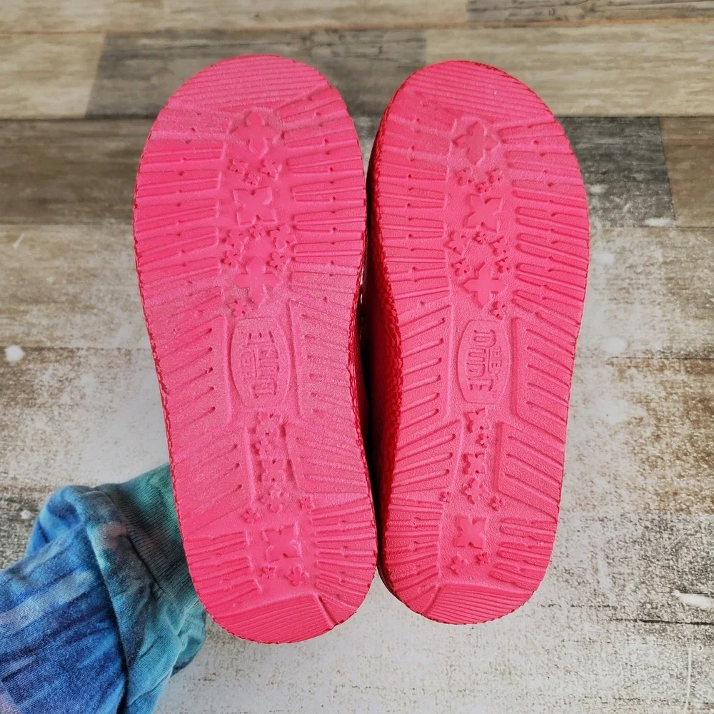 Hey Dude Wally Funk Warped Geo Boys Shoes Sz 13 Pink Lemonade Hot Pink Round Toe